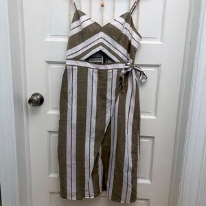 Striped Front Slit Cutout Dress